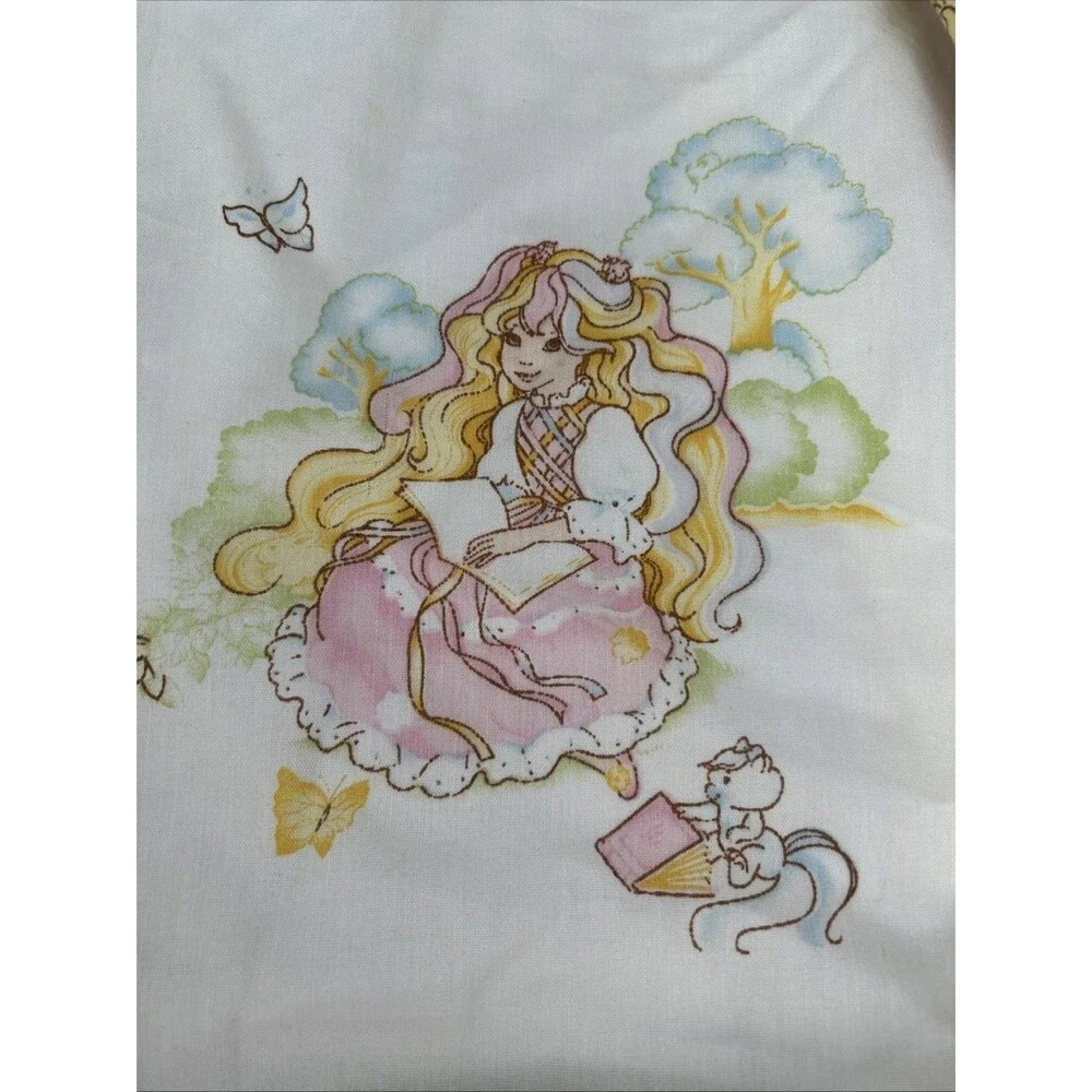 Vintage Lady Lovely Locks Twin Fitted Bed Sheet Pixietails 1986 Kids Bedding